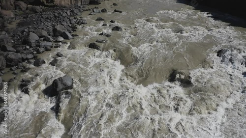 waterfall called aldeyjarfoss  from aerial point of view photo