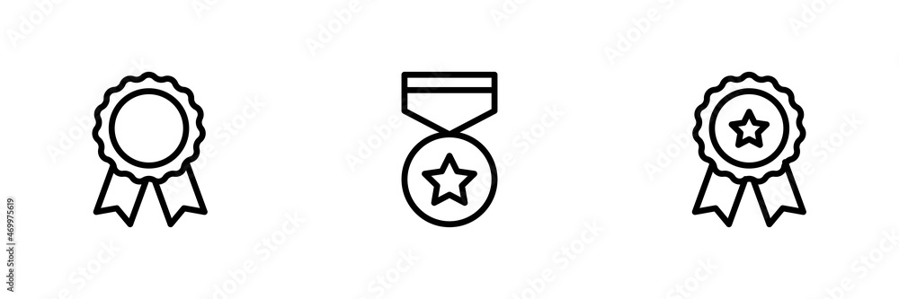 Set of 3 black medal icons.