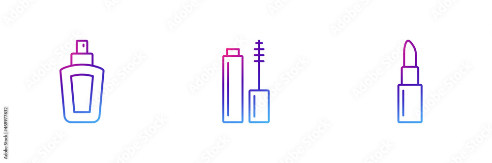 Set of 3 beauty elements icon with purple gradient effect. Set of 3 beauty elements icon with purple gradient effect.