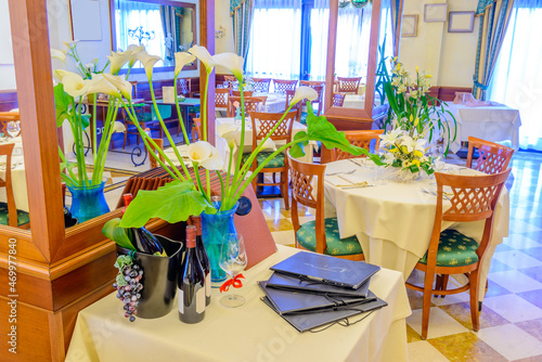 Classic dining room in luxury restaurant, hotel. © karamysh
