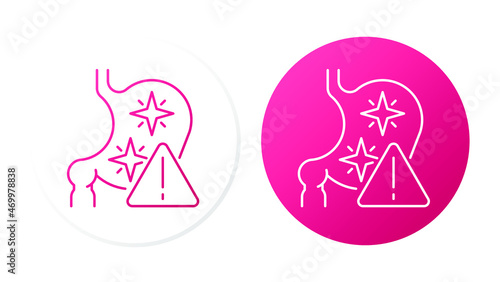 Symptoms of stomach problems (colic). Two lines icons concept