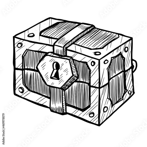 Hand drawn  vector illustration of chest isolated on white background