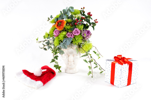 happy New Years concept, Santa hat and gift box