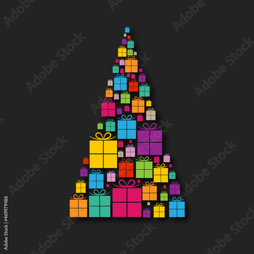 sapin de noël, cadeaux colorés