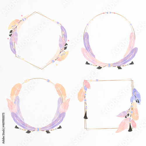 Pastel Bohemian style badges vector set