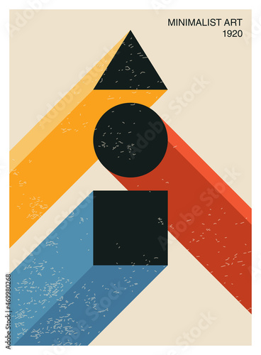 Minimal 20s geometric design poster with primitive shapes