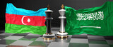 Azerbaijan Saudi Arabia summit, meeting or aliance between those two countries that aims at solving political issues, symbolized by a chess game with national flags, 3d illustration