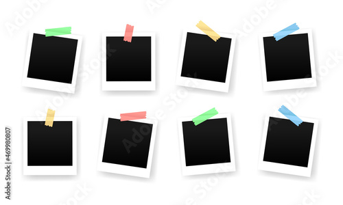 Vector illustration of blank polaroid frames. Suitable for design element of photo gallery presentation, and picture paper sheet printing. Blank polaroid frame on the white background.