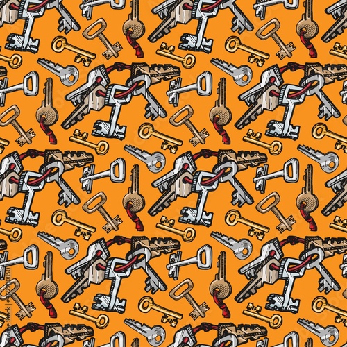 Seamless pattern of keys. hand drawn vector illustration for print or web design
