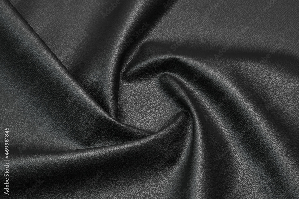 black artificial leather with waves and folds on PVC base black artificial leather with waves and folds on PVC base