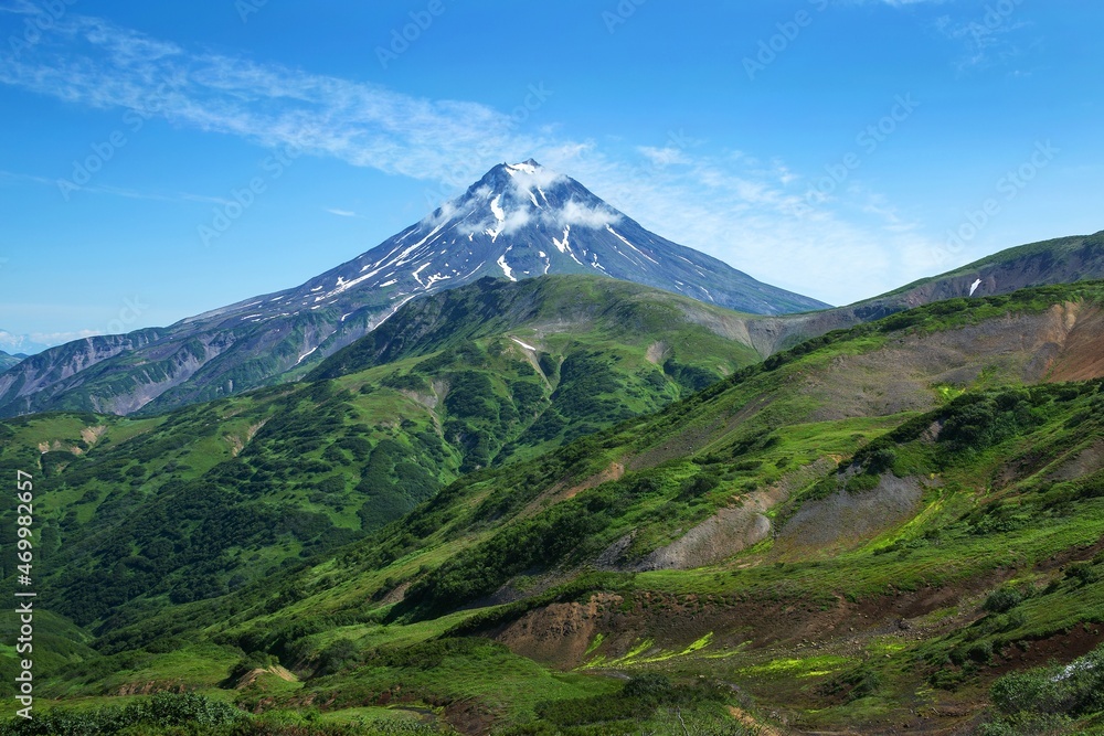 Vilyuchinsky stratovolcano (Vilyuchik) in the southern part of the Kamchatka Peninsula, Russia