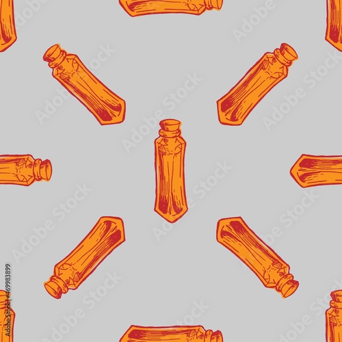 Seamless vector pattern of vintage alchemy bottle