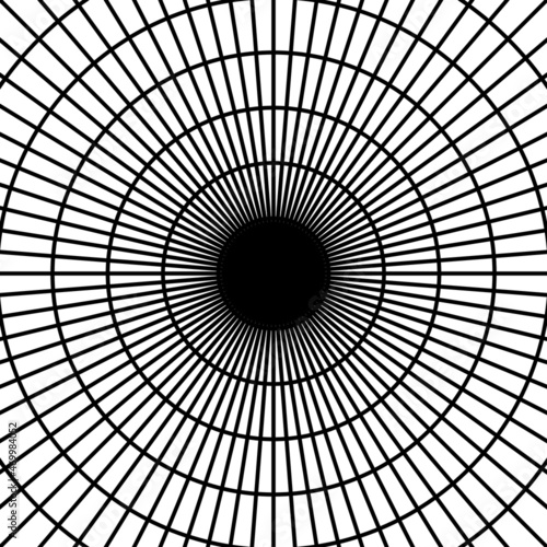 Black circle line radar on the white background. Vector illustration.
