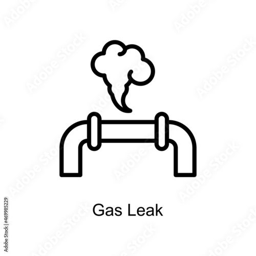 Gas Leak vector outline icon. Illustration style EPS 10 file format