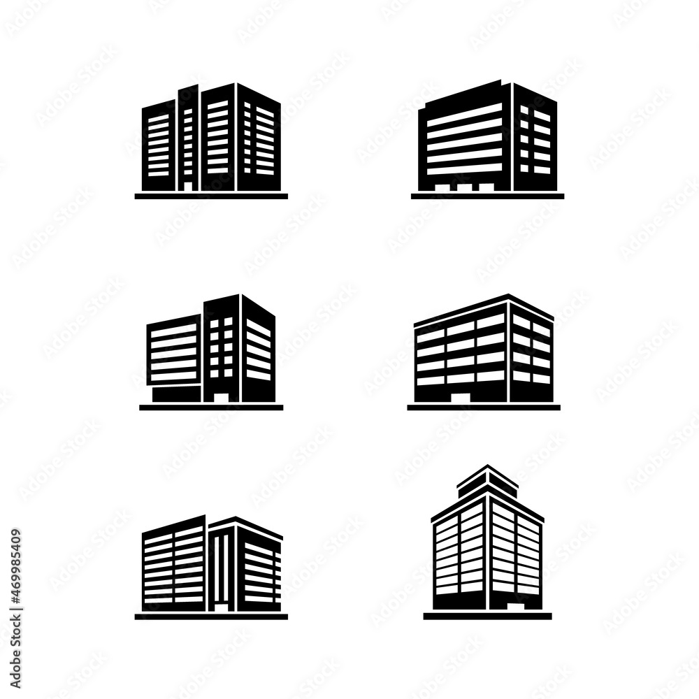 Fototapeta premium Set glyph icons of apartment house