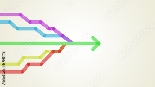 Fotografie Colorful lines merge into a green arrow