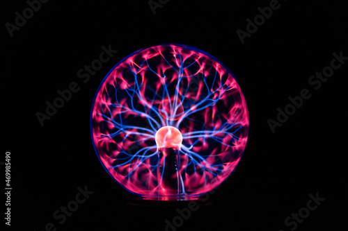 Plasma ball glowing  in the dark