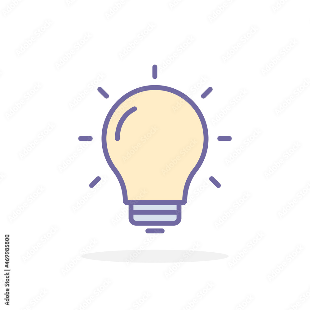 Bulb icon in filled outline style. Bulb icon in filled outline style.
