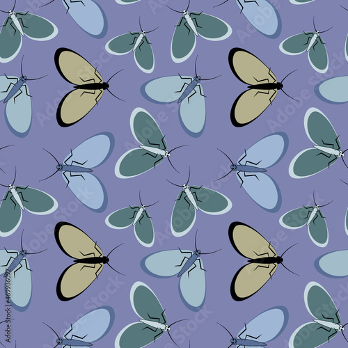 Seamless pattern - stylized moths - graphics. Summer, insects, unbearable ease of life. Wallpapers, textiles, packaging