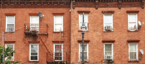 Photography Old brick townhouses in New York City, USA.
