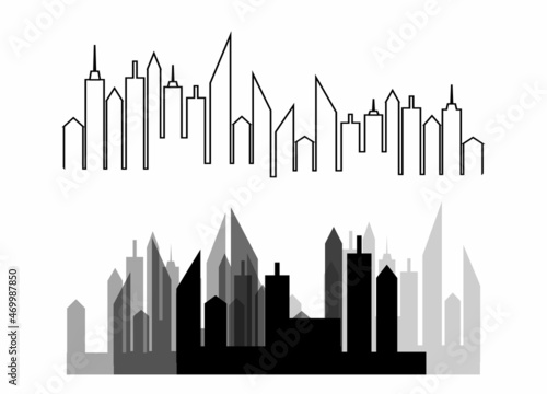 The silhouette of the city in a flat style. Urban cityscape. Vector illustration.