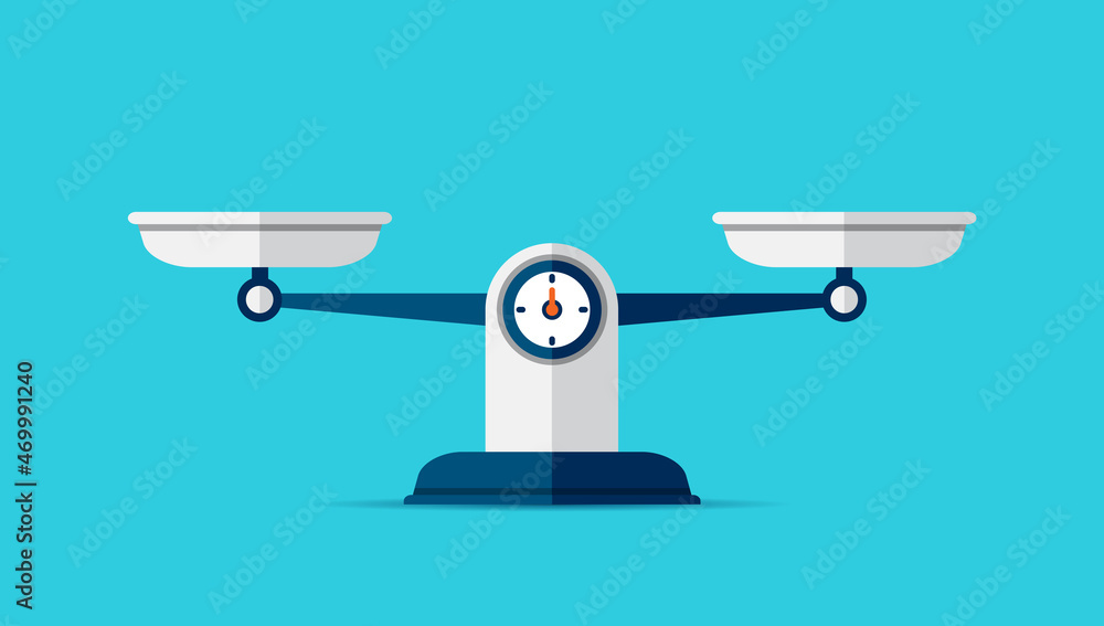 Scales icon in flat style. Libra symbol, balance sign Vector design elements for you business projects on color background Scales icon in flat style. Libra symbol, balance sign Vector design elements for you business projects on color background