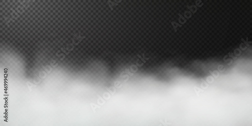 White smoke puff isolated on transparent black background. PNG. Steam explosion special effect. Effective texture of steam, fog, smoke png. Vector.	