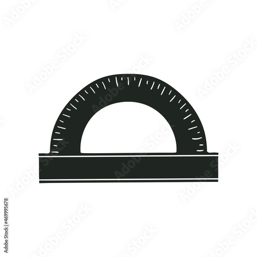 Protactor Icon Silhouette Illustration. Geometry Tools Vector Graphic Pictogram Symbol Clip Art. Doodle Sketch Black Sign.