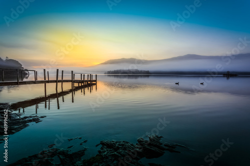 Sunrise at Derwentwater in The Lake District, Cumbria, England photo
