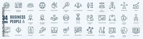 Business people Icons Set. Editable vector line stroke.