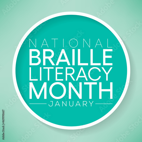 National Braille literacy month is observed every year in January. Vector illustration