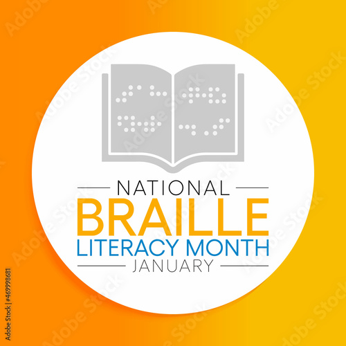 National Braille literacy month is observed every year in January. Vector illustration