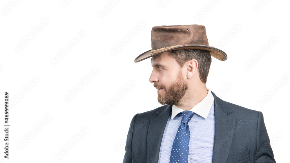 Be unique in yourself. Senior manager side-face. Manager in cowboy hat. Managing director Be unique in yourself. Senior manager side-face. Manager in cowboy hat. Managing director