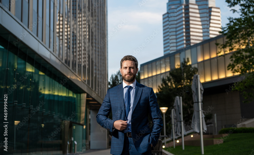 confident businessperson in businesslike suit outside the office, business fashion confident businessperson in businesslike suit outside the office, business fashion