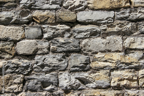 Wall made of natural rocks