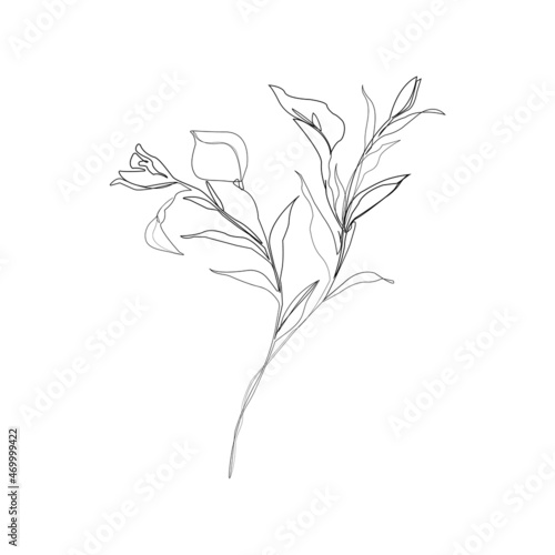 Line Drawing Flowers Print, Botanical Wall Art, Wildflowers Printable, One Line Drawing, Minimalist Wall Decor, Floral Wall Art, Digital Art 