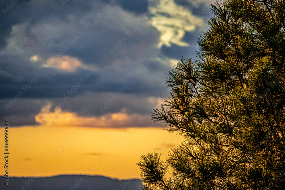 clouds sunset over the city