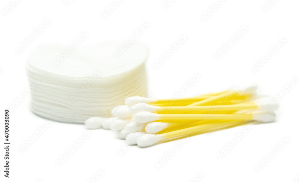 Hygienic cotton swabs isolated on white background Hygienic cotton swabs isolated on white background