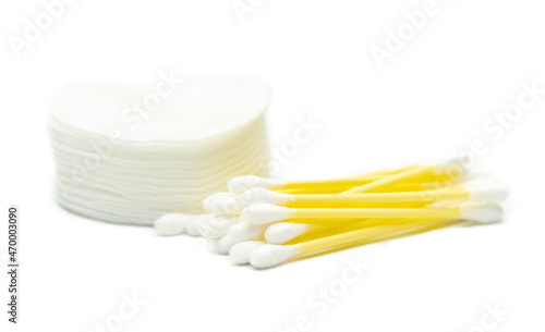 Hygienic cotton swabs isolated on white background