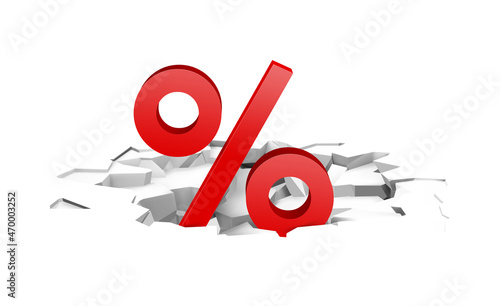 Realistic broken floor with percent. Vector illustration isolated on white background. Ready for your design. EPS10.