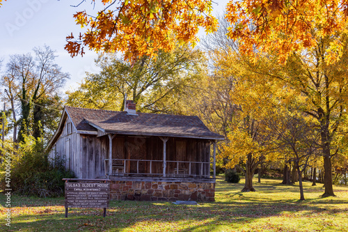 Beautiful fall color with the Tulsa's Oldest house