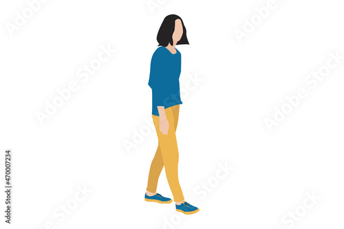 Vector illustration of casual women posing on the sidewalk