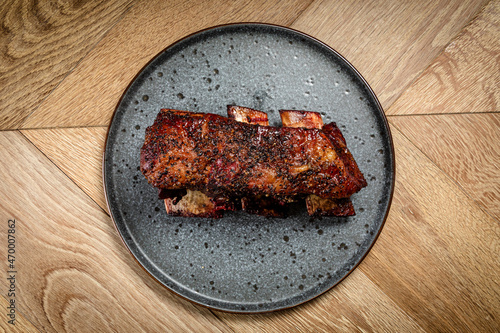 Homemade Smoked smoked beef ribs Ready to Eat