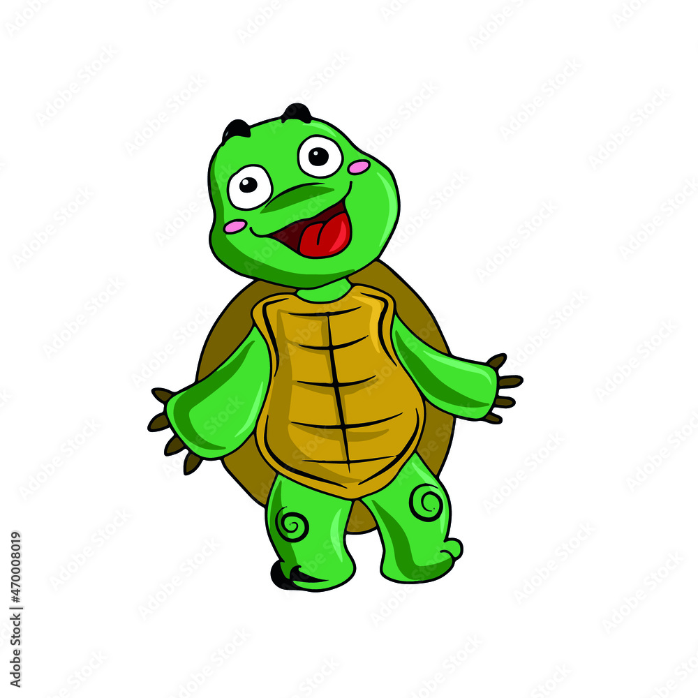 Fototapeta premium Vector children's turtle design for stickers, social networks, postcards.