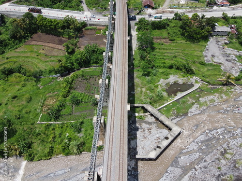 Sakalimalas Bridge is the longest railway bridge with fifteen poles, which crosses the Keruh River, Bumiayu, Brebes, Operation Area V, Purwokerto. photo