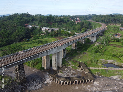 Sakalimalas Bridge is the longest railway bridge with fifteen poles, which crosses the Keruh River, Bumiayu, Brebes, Operation Area V, Purwokerto. photo