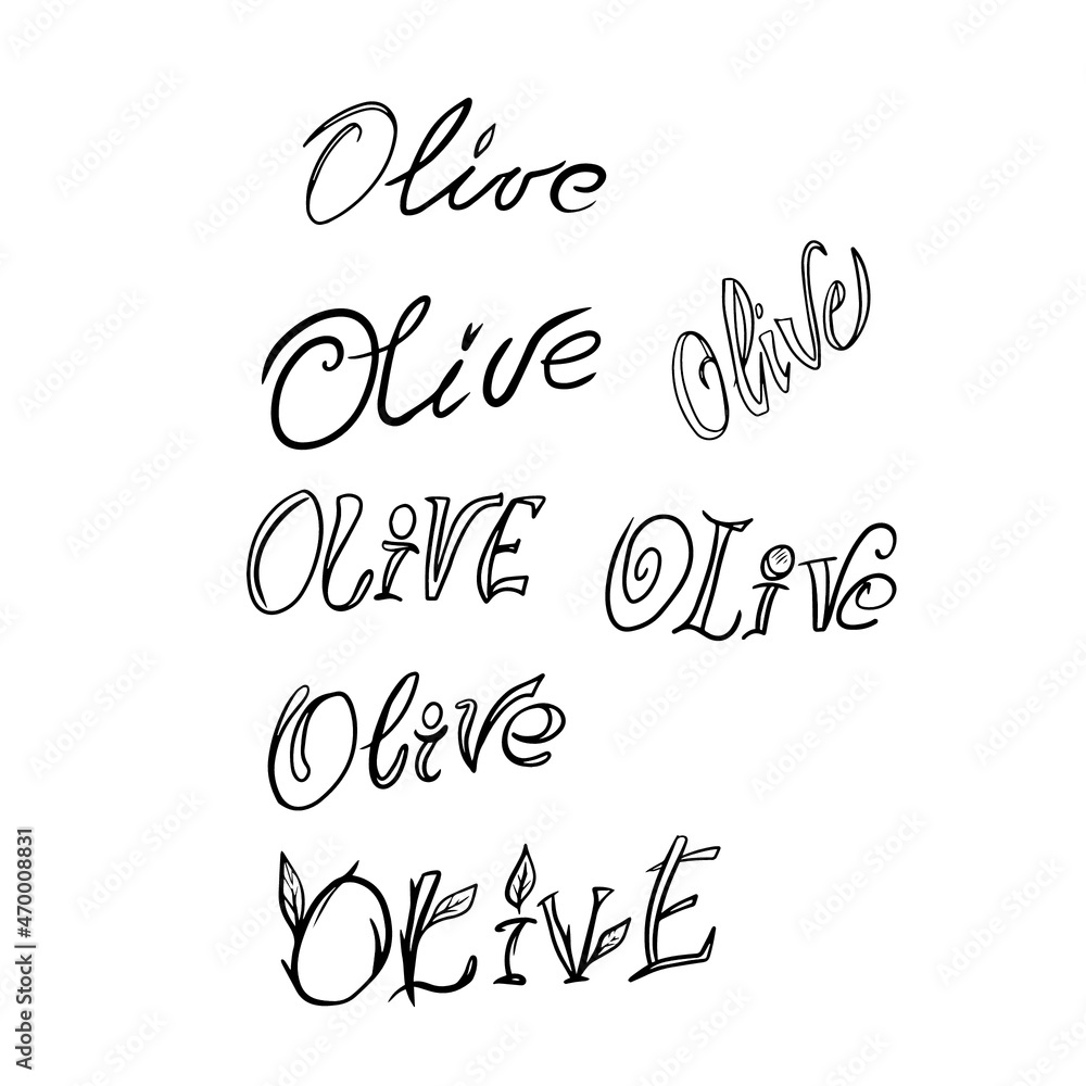 Vector design set of words olives, social networks, postcards. Vector design set of words olives, social networks, postcards.