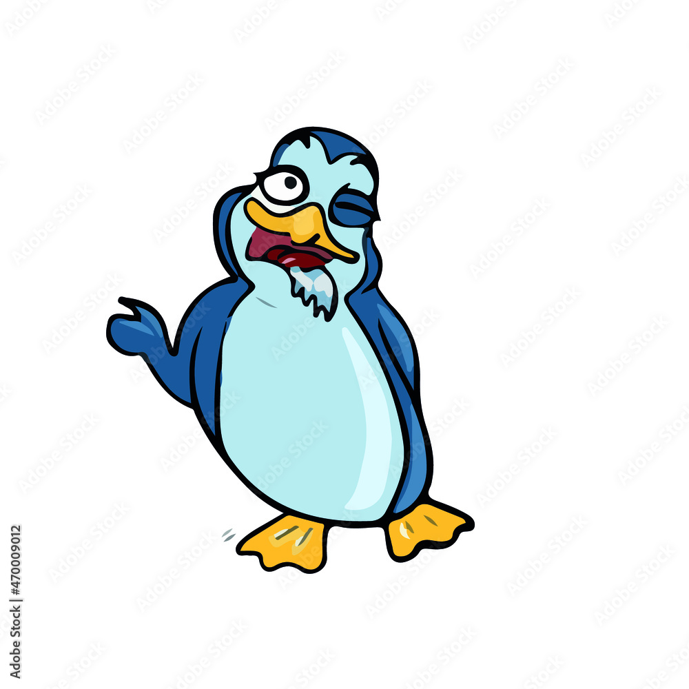 Obraz premium Vector children's design of a penguin, social networks, postcards.