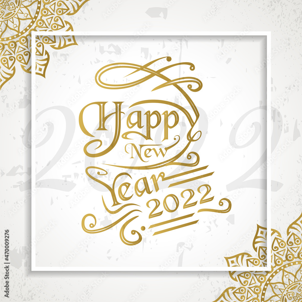 Happy New Year 2022 with lettering typography style for greeting card vector illustration