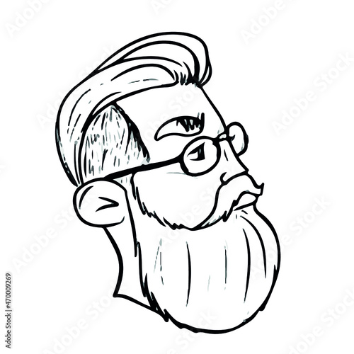 Vector design of hipster's face, social networks, postcards .